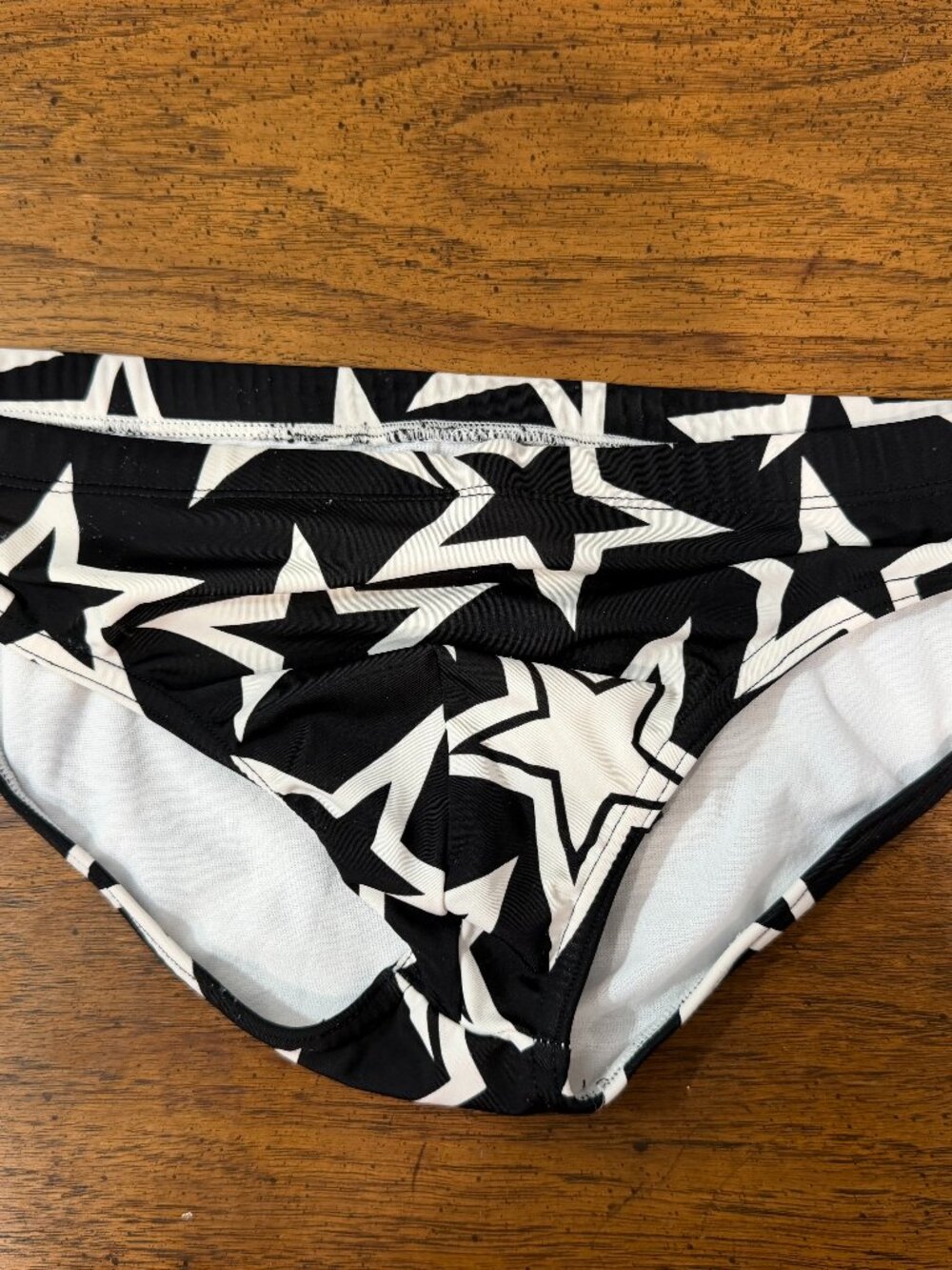 Timoteo Men's Swim Brief Black White Star Print
